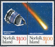 Norfolk 381 Ab Pair, MNH. Mi 381-382. Halley's Comet, 1986. Giotto Space Probe. - Isola Norfolk