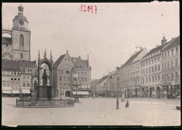 Fotografie Brück & Sohn Meissen, Ansicht Wittenberg, Marktplatz Mit Denkmal, Juweliergeschäft & Ladengeschäften  - Lieux