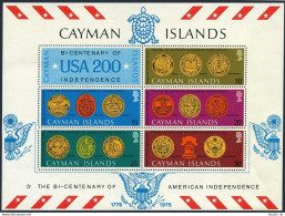 Cayman 376a Sheet, MNH. Michel Bl.10. USA-200, 1976. Seals, Liberty Bell, Turtle - Kaimaninseln