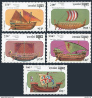 Cambodia 1290-1294, MNH. Mi 1366-1370. Ships 1993. Caravel, Galley, Merchantman, - Cambodge