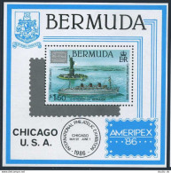 Bermuda 508, MNH. Michel 497 Bl.6. AMERIPEX-1986: Statue Of Liberty, Ship. - Bermuda