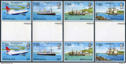 Bermuda 393-396 Gutter,MNH.Michel 382-385. LONDON-1980.Plane,Ships. - Bermuda