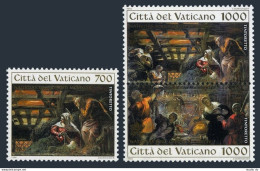 Vatican 968-970,MNH.Michel 1133-1135. Christmas 1994.The Nativity,by Tintoretto. - Ongebruikt