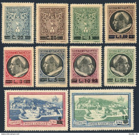 Vatican 102-109,E7-E8,hinged. Pope Pius XII,1945,new Value.Arms-dove,Aerial View - Unused Stamps