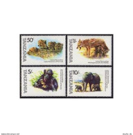 Tanzania 201-204, 204a, MNH. Mi 201-204, Bl.28. Jage, Wild Dog, Monkey,Elephant. - Tanzania (1964-...)