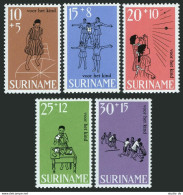 Surinam B147-B151, B149a, MNH. Mi 548-552, Bl.8. Welfare 1968. Children's Games. - Surinam