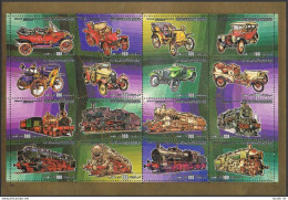 Libya 1190 Ap Sheet, MNH. Mi 1313-1328 ZD-bogen. Automobiles, Locomotives, 1984. - Libya