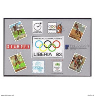 Liberia 1081, MNH. Michel 1410 Bl.114. Olympics Seoul-1988. Olympic Rings. - Liberia