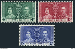 Hong Kong 151-153, MNH. Mi 136-138. Coronation 1937. King George VI, Elizabeth. - Ongebruikt