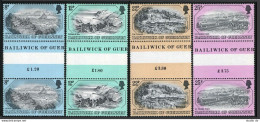 Guernsey 236-239 Gutter,MNH.Michel 241-244. 19th Century Prints,1982.Jethou,Port - Guernsey