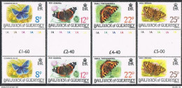 Guernsey 218-221 Gutter Pairs,MNH.Michel 218-221. Butterflies 1981.Common Blue, - Guernesey