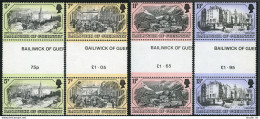 Guernsey 157-160 Gutter,MNH.Michel 157-160. 19th Century Prints,1978.Market,Quay - Guernesey