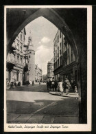 AK Halle /Saale, Leipziger Strasse Mit Leipziger Turm  - Autres & Non Classés