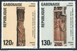 Gabon C176-C177,MNH.Michel 586-587. Easter 1976.Church's Wood Carvings. - Gabun (1960-...)