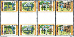 Dominica 630-633 Gutter, MNH. Mi 637-640. Girl Guides-50, 1979. Cooking, Singing - Dominique (1978-...)