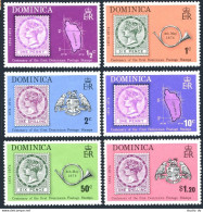 Dominica 389-394,394a,MNH. Dominican Stamps-100,1974.Map,Post Horn,Arms-Parrots. - Dominique (1978-...)