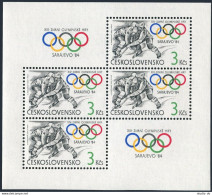 Czechoslovakia 2496a Sheet,MNH.Michel Bl.57. Olympics Sarajevo-1984.Ice Hockey. - Nuevos