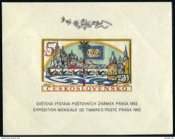 Czechoslovakia 1134a Imperf, MNH. Mi Bl.18B. PRAGA-1962. View Of Prague. Bridge. - Unused Stamps