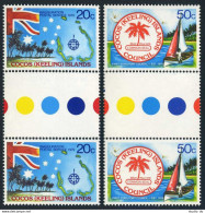Cocos Isls 32-33 Gutter,MNH. Inauguration Postal Service,1979.Council,Map,Arns, - Cocos (Keeling) Islands
