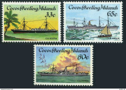 Cocos Isls 129-131,MNH.Michel 134-136. Cable-laying Ships,1985.Scotia,Anglia, - Kokosinseln (Keeling Islands)