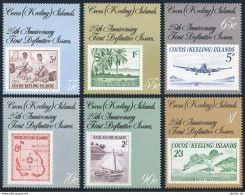 Cocos Isls 177-82,MNH.Michel 192-197. Stamp On Stamp,1988.Plane,Bird,Boat,Map, - Islas Cocos (Keeling)