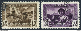 Russia 836-837 Perf L12 1/2, CTO. Mi 804A-805A. Kyrghizian SSR, 15, 1941. Horse. - Used Stamps