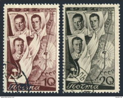 Russia 640-641, CTO. Mi 599-600. Trans-Polar Flight Moscow-San Jacinto, 1938. - Used Stamps