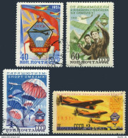 Russia 1590-1593 Type 2, CTO. Mi 1593-1596. Aviation-the Sport In USSR, 1951. - Usati