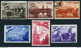 Russia 1147-1152 1st Printing, CTO. Mi 1131-1136. Moscow-Volga Canal, 10, 1947. - Gebruikt