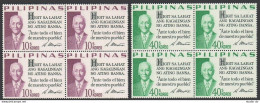 Philippines 883G-883H Blocks/4, MNH. Mi 923-924. President Sergio Osmena, 1970. - Philippines