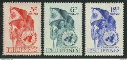 Philippines 569-571,hinged.Michel 540-542. United Nations Day 1951,Emblem,Flag. - Filipinas