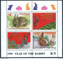 Philippines 2576-1577, 2577a A,B Sheets.MNH. New Year 1999 Lunar Year Of Rabbit. - Filipinas