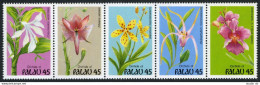 Palau 237-241a Strip,MNH.Michel 361-365. Tropical Orchids,1990. - Palau