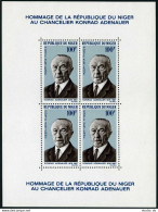 Niger C74a Sheet,MNH.Michel Bl.4. Chancellor Konrad Adenauer,West Germany,1967. - Níger (1960-...)