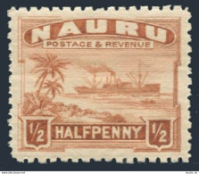 Nauru 17 Unsurfaced Paper,perf 11,hinged.Michel 15A/I. Freighter,1924. - Nauru