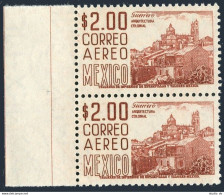 Mexico C220H Pair,MNH.Michel 1129Ax-II. Air Post 1963.Guerrero,view Of Taxco. - Mexiko