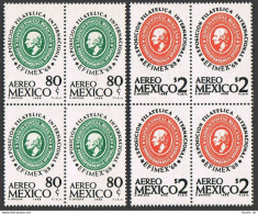 Mexico C333-C334 Blocks/4,MNH.Michel 1259-1260. EFIMEX-1968 Stamp EXPO.Emblem. - Mexico