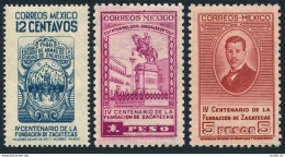 Mexico 821-823 Bl/4,MNH. City Of Zacatecas,400th Ann.1946.Arms,Monument,Velarde. - Mexiko