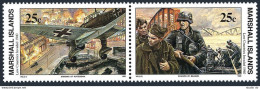 Marshall 249-250a Pair,MNH.Mi 303-304. WW II,Invasion Of The Low Countries,1990. - Marshall Islands