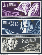 Malta B10-B12,B12a Sheet, MNH. Michel 454-456, Bl.2. Christmas 1972. Angels. - Malte