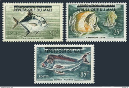 Mali 10-12, MNH. Michel 18-20. Fish, Overprinted. 1961. - Malí (1959-...)