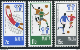 Malta 549-551, 551a, MNH. Michel 571-573, Bl.5. World Soccer Cup Argentina-1978. - Malta