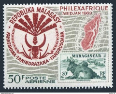 Malagasy C92, MNH. Mi 597. PHILEXAFRIQUE-1969 .Herd Of Zebus. Map Of Madagascar. - Madagascar (1960-...)