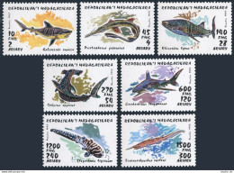 Malagasy 1280-1286,1287,MNH.Michel 1527-1533, Bl.210. Sharks 1993. - Madagascar (1960-...)