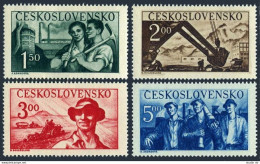 Czechoslovakia 410-413, MNH.Mi 614-617. 1950. Factory, Steam Shovel, Farm Scene. - Usati