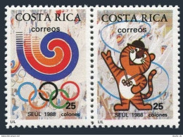 Costa Rica 404-405a Pair, MNH. Michel 1350-1351. Olympics Seoul 1988. Emblems. - Costa Rica