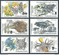 Czechoslovakia 2456-2461,MNH.Butterfly,Water Lilies,Frog,Pine Cones,Herons,Lynx, - Nuovi