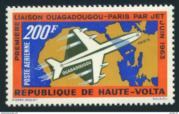 Burkina Faso C8, MNH. Michel 136. 1st Jet Flight Ouadadougu - Paris, 1963. Map. - Burkina Faso (1984-...)