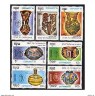 Cambodia 1159-1166,MNH. Mi 1237-1243,Bl.184. ESPAMER-1991.Pre-Columbian Pottery. - Cambogia