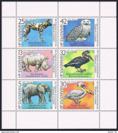 Bulgaria 3329-3334a Sheet,MNH.Mi 3657-3662. Sofia Zoo 1988.Wild Mammals,Birds. - Unused Stamps